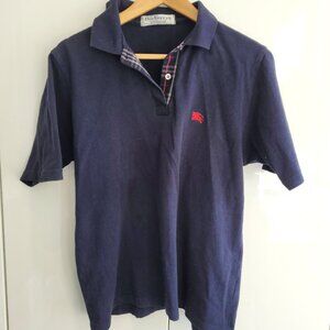 Burberry Women's Navy Cotton Polo Shirt Size L
